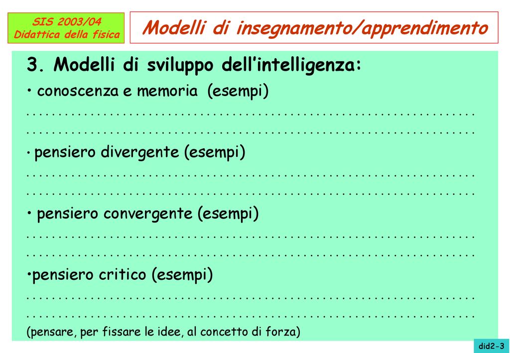 Didattica Della Fisica Modelli Di Insegnamento Apprendimento Ppt